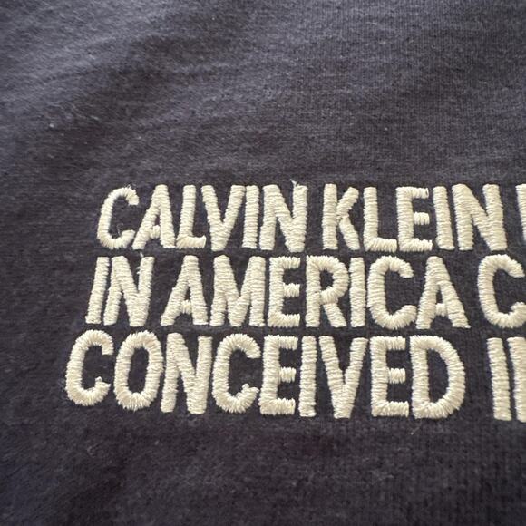 Calvin Klein Shirt Mens Small Navy Blue 205W39NYC Made in Italy Embroidered Crew - Picture 4 of 11
